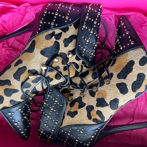 Genuine Calf Hair Bootie- Leopard